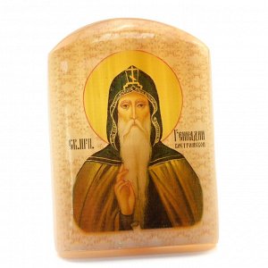 Именная икона из селенита "Святой Геннадий" арка большая, 50*30*65мм