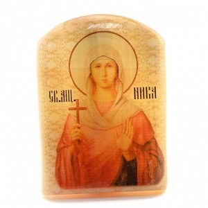 Икона из селенита с подставкой "Святая Ника" арка большая, 50*30*65мм