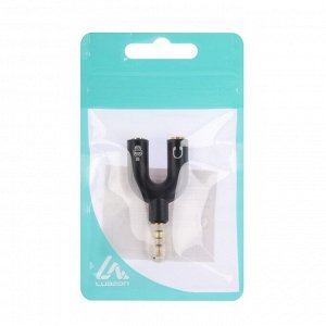 Разветвитель Luazon, Jack 3.5 мм (4pin)(m)-2xJack 3.5 (3 pin)(f), для микро и наушников