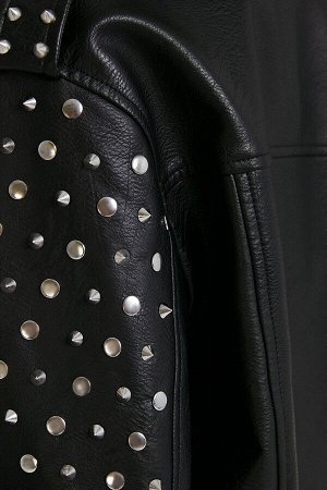 Байкерская куртка Oversize из искусственной кожи с заклепками 03221109