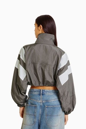 Укороченная нейлоновая куртка Block Color 03220644