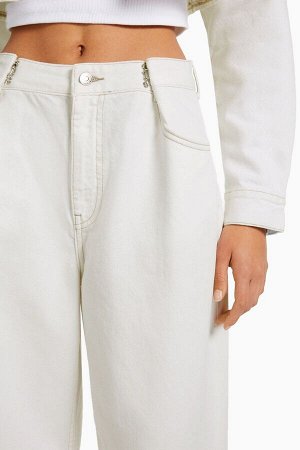Широкие джинсы с регулируемой талией 00037220