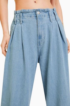 Широкие джинсы со складками 00051335