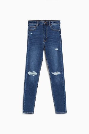 Потертые джинсы скинни со сверхвысокой талией 00036888