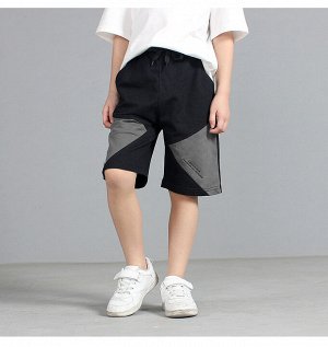 Однотонные шорты для мальчиков, с контрастными вставками на бедрах