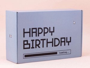 Коробка подарочная "Happy birthday" 28х18,5х9,5см, цв.голубой 15733