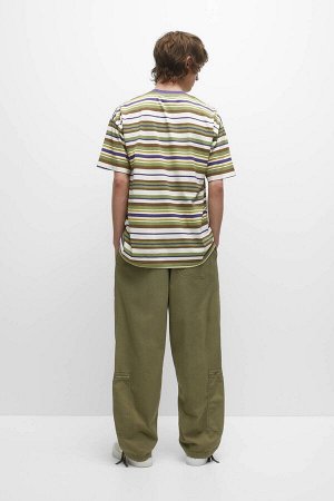Мужские брюки карго цвета хаки на молнии 03676501