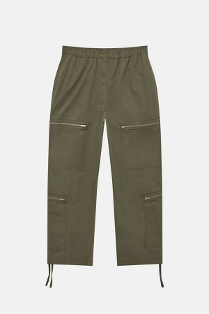 Мужские брюки карго цвета хаки на молнии 03676501