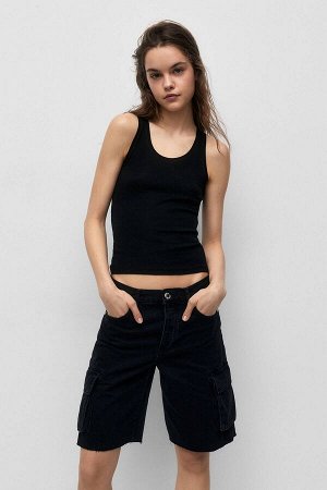 Женские джинсовые шорты-бермуды карго с заниженной талией 03695300