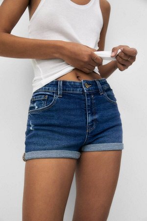Женские джинсовые шорты с отворотами 04691300