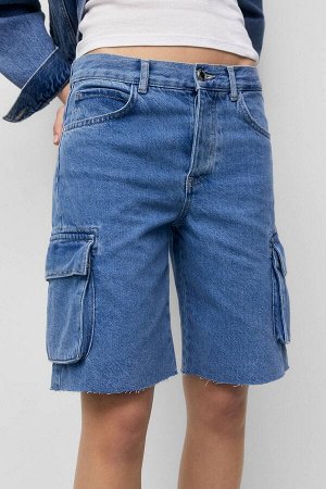 Женские джинсовые шорты-бермуды карго с заниженной талией 03695300