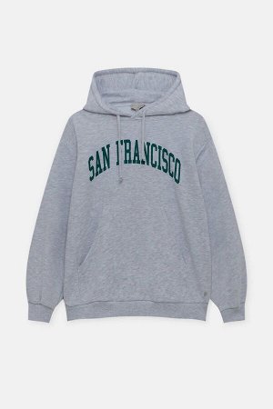 Женский серый свитшот колледжа с капюшоном и надписью "Сан-Франциско" 03593306