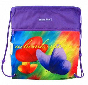1074-mm-147 рюкзак+мешок (Бабочка) фиолет h36