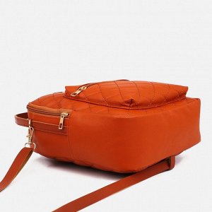 Мини-рюкзак из искусственной кожи на молнии, 1 карман, цвет рыжий