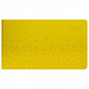 Еженедельник датированный 2018 год, 150х87 мм, 64 листа "Виннер", искусственная кожа, тиснение, тонированный блок, жёлтый