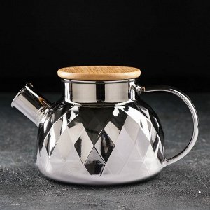 Чайник стеклянный заварочный «Круиз», 800 мл, с металлическим ситом, цвет серый