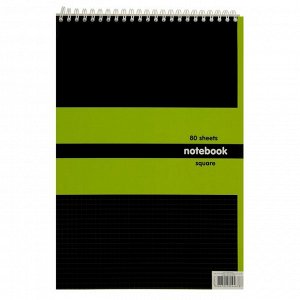 Блокнот А4, 80 листов на гребне Notebook, картонная обложка, УФ-лак, 2 вида микс