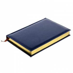 Ежедневник полудатированный,формат А5,193 листа,линия,золотой срез,перфорированный угол,ляссе,синий
