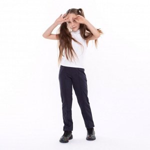 Школьные брюки для девочки, цвет синий, рост 152