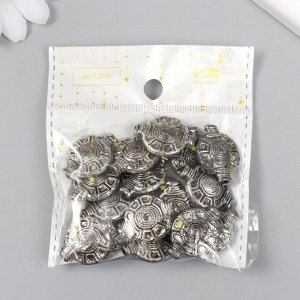 Бусины для творчества пластик под металл "Щит" набор 20 гр серебро 0,6х1,8х2,4 см