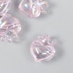 Бусина для творчества пластик &quot;Сердечко с короной сиреневое&quot; 2,1х1,4х2,5 см