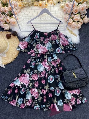 Платье легкое с цветочным принтом женское