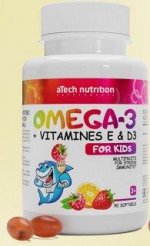ATech nutrition Биологически активная добавка к пище «OMEGA-3 + vitamins E&amp;D3» For Kids, 90 капсул