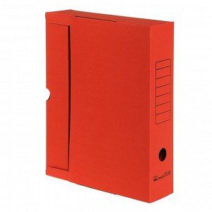 Короб архивный А4, 75мм, микрогофрокартон, картонный клапан, красный