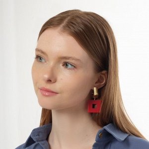 Серьги ассорти «Азелия» квадрат, цвет красный в золоте