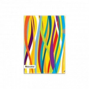 Папка-уголок с рисунком BRAUBERG "Экспрессия", А4, разноцветные полосы, 0,18 мм,