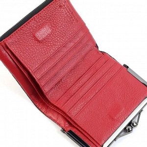 Маленький женский кожаный кошелек с фермуаром VerMari 9930-1806А Блек/Ред