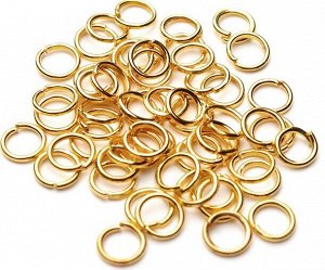 Набор соединительных колец для бижутерии желтое золото 6мм 3г