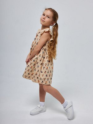 Платье детское, набивное полотно, цвет молочный  GDR 047-005 (Молочный)