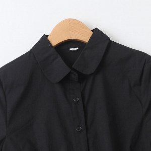 Женская рубашка с коротким рукавом, черного цвета
