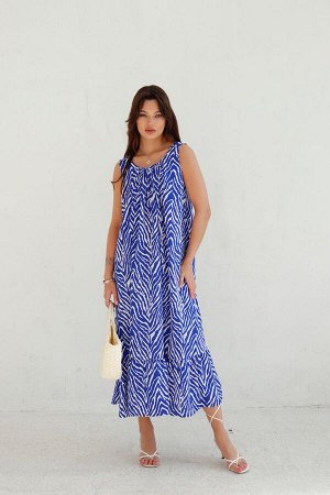 Платье Мальдивы для пляжа и фотосъёмки сине-белое