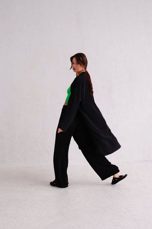Костюм из кимоно и брюк-палаццо чёрный