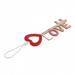 Декор - подвеска, сердце - ключ, 9x30 см, МДФ