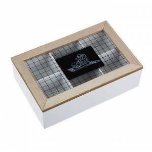 Коробка  деревянная для чая с 6 отделениями, МДФ, 23х15х7 см