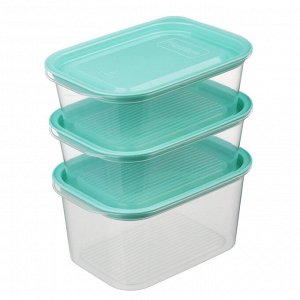 Набор контейнеров для продуктов прямоугольных с паровыпуском 3шт (0,5лх2; 0,75л), пластик