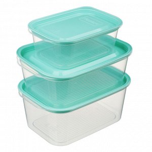 Набор контейнеров для продуктов прямоугольных с паровыпуском 3шт (0,5л, 1,1л, 1,25л), пластик
