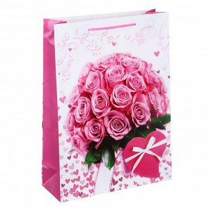 Пакет подарочный бумажный, Цветы, 30х41х11.2см, 4 дизайна