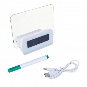 LADECOR CHRONO Будильник электронный LED с доской для записей, пластик, USB / 3xААА, 14х12х6,5см
