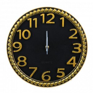 Часы настенные, пластик, d28,5 см, окантовка золото, ЧН-13