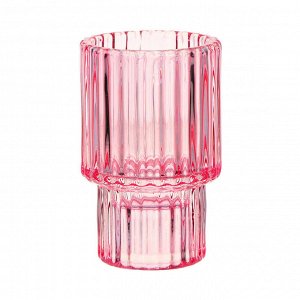 Подсвечник стеклянный, 3,5х4,5х6,9 см, цвет розовый