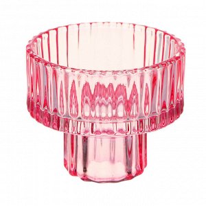 Подсвечник стеклянный, 3,5х6,5х5,2 см, цвет розовый