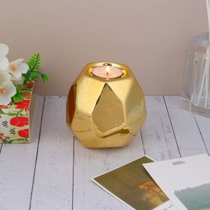 Подсвечник керамический, 9,5х10х5 см, цвет золотой