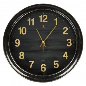 Часы настенные круг d29см, корпус черный с патиной "Эко", арт. 2924-002