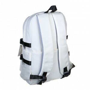 Рюкзак подростковый 44x31,5x14см, 1 отд., 5 карм., декор сеткой и тесьмой, поясная сумка, ПЭ, молочный
