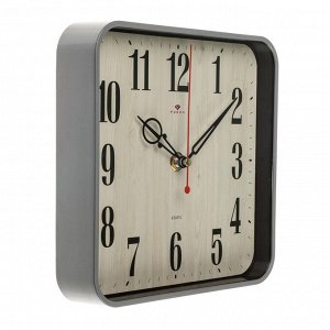Часы настенные квадрат 19х19см, корпус серый "Эко", металл, стекло, 1xАА, арт. 1918-003