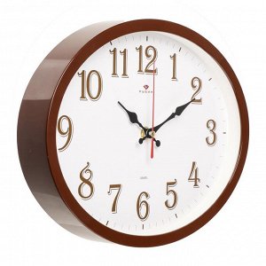 Часы настенные овал 22,5х29см, корпус коричневый "Классика", пластик, 1xАА, арт.2720-109